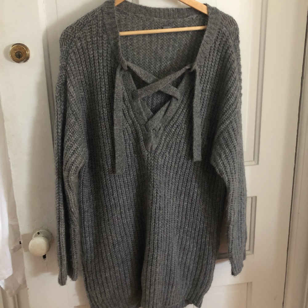 Aerie lace up front sweater